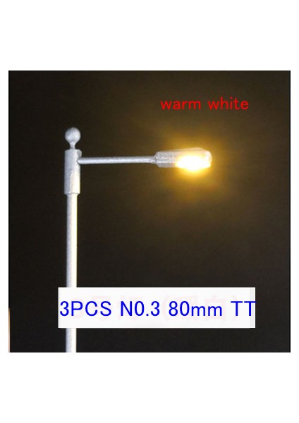 3 Adet N0.3 80MM Tt W Stili 3 Adet Lamba Direği Model Lambalar Ho N Ölçek Tek Iki Başlı LED Işık Tren Demiryolu Sokak Lambaları 12V Bulvar Otoyol Park Düzeni (Yurt Dışından)
