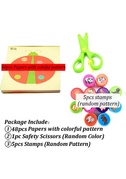 48RENKLI OPP5STAMP Stili Çocuklar Için Karikatür Renkli Kağıt Katlama ve Kesme Oyuncak Damga Oyuncakları Çocuklar Anaokulu Sanat El Sanatları Dıy Eğitim Oyuncakları (Yurt Dışından)