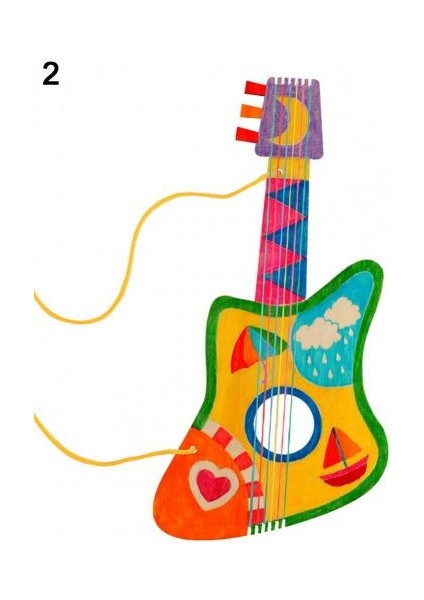 No.2 Tarzı El Yapımı Ahşap Gitar Boyama Grafiti Malzemeleri Müzik Oyuncakları - Çocuklar Için Ahşap Gitar Süslemeleri (Yurt Dışından)