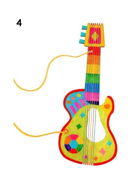 No.4 Tarzı El Yapımı Ahşap Gitar Boyama Grafiti Malzemeleri Müzik Oyuncakları - Çocuklar Için Ahşap Gitar Süslemeleri (Yurt Dışından)