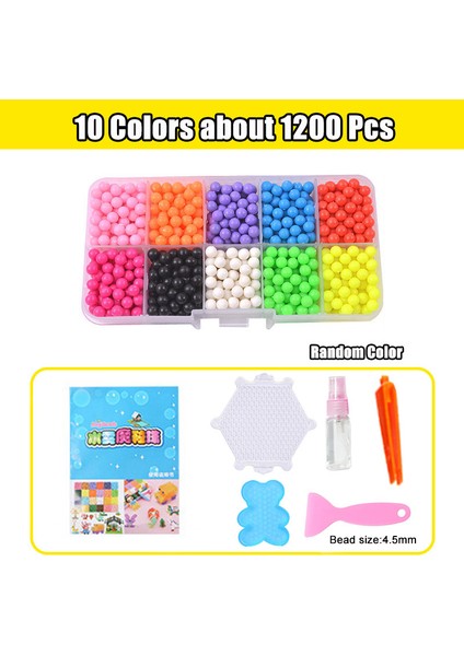10RENK 1200 Adet Tarzı Hama Boncuk Bulmaca 3D El Yapımı Sihirli Aquabeads Dıy Su Sprey Boncuk Set Top Oyunları Çocuk Oyuncakları Kızlar Için Doldurun (Yurt Dışından)