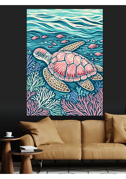 Deniz Kaplumbağası Dekoratif Kanvas - Mdf Ahşap Tablo fırsatları