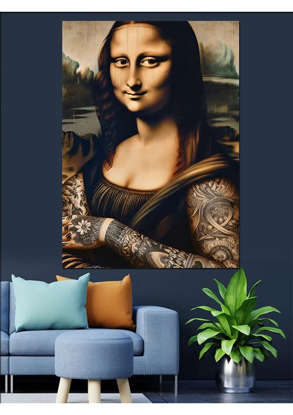 Dövmeli Mona Lisa Dekoratif Kanvas - Mdf Ahşap Tablo fiyatları