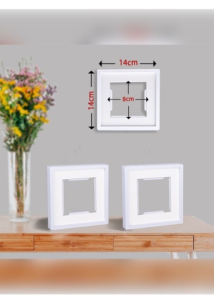 Yapışkanlı Sök-Tak Paspartulu 14 x 14 cm Pola Kare Fotoğraf Çerçevesi - 3'lü Paket