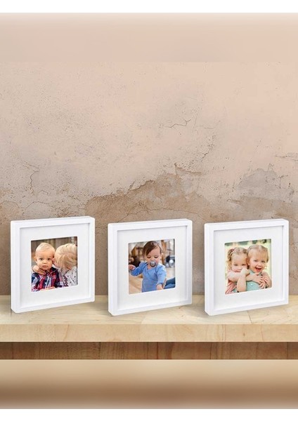 Yapışkanlı Sök-Tak Paspartulu 14 x 14 cm Pola Kare Fotoğraf Çerçevesi - 3'lü Paket