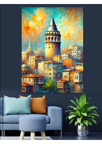 Galata Kulesi Dekoratif Kanvas - Mdf Ahşap Tablo