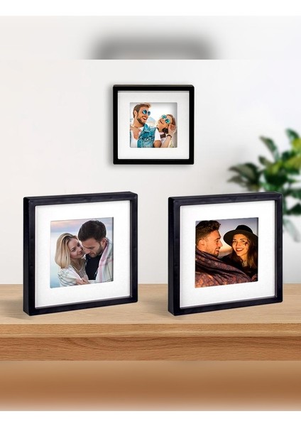 Yapışkanlı Sök-Tak Paspartulu 14 x 14 cm Pola Kare Fotoğraf Çerçevesi - 3'lü Paket