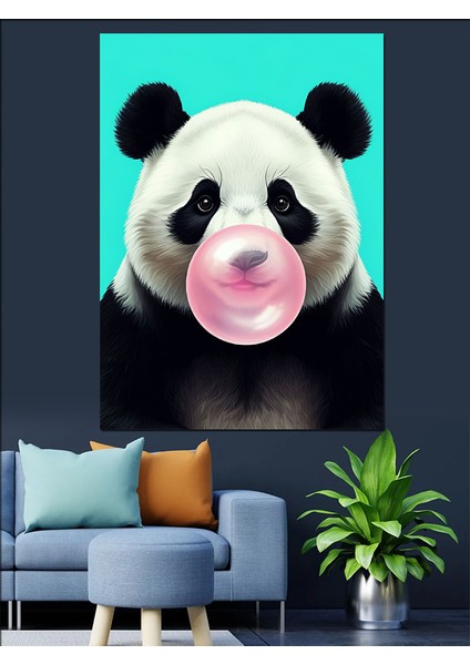 Balonlu Panda Dekoratif Kanvas - Mdf Ahşap Tablo fiyatları