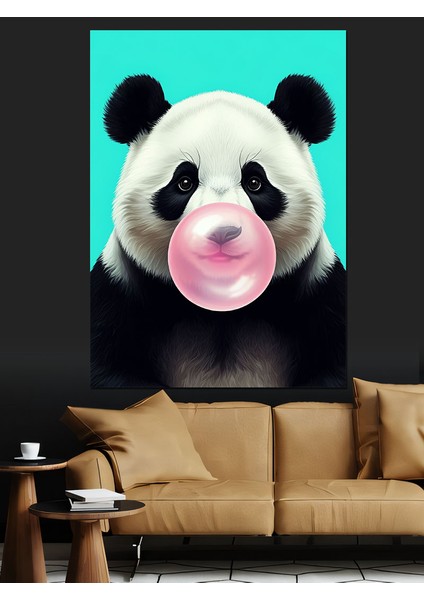 Balonlu Panda Dekoratif Kanvas - Mdf Ahşap Tablo modelleri