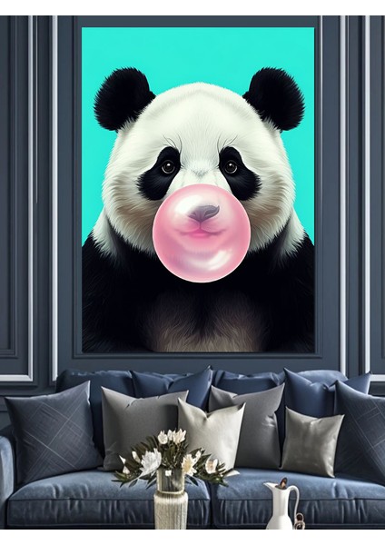 Balonlu Panda Dekoratif Kanvas - Mdf Ahşap Tablo fırsatları