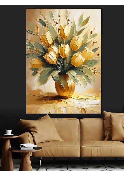 Sarı Laleler Dekoratif Kanvas - Mdf Ahşap Tablo fırsatları