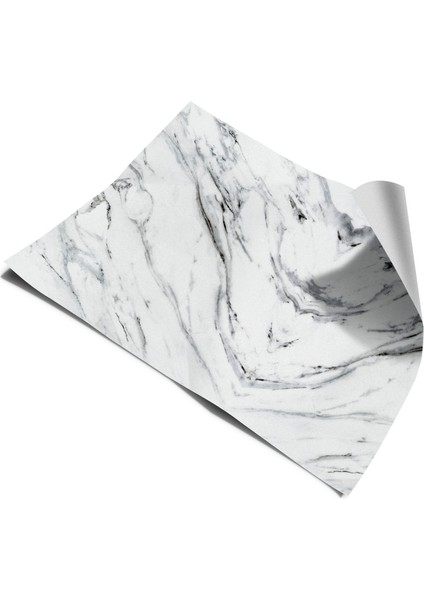 Mutfak Tezgah Arası Kendinden Yapışkanlı Folyo Kaplama Mermer Desen Beyaz Siyah 60 cm x 100 cm modelleri