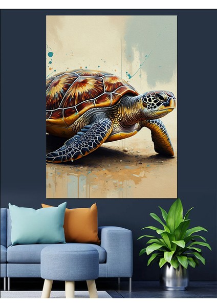 Deniz Kaplumbağası Dekoratif Kanvas - Mdf Ahşap Tablo