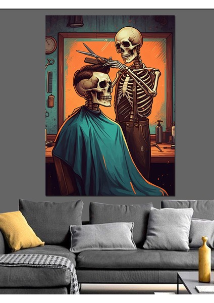 Berberde Iskelet Dekoratif Kanvas - Mdf Ahşap Tablo