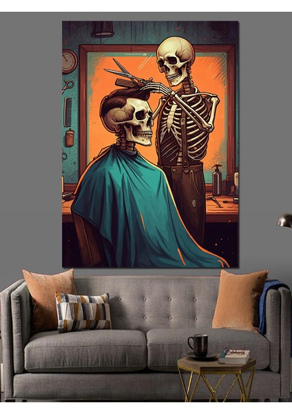 Berberde Iskelet Dekoratif Kanvas - Mdf Ahşap Tablo fiyatları