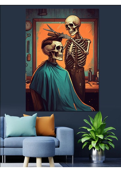 Berberde Iskelet Dekoratif Kanvas - Mdf Ahşap Tablo modelleri