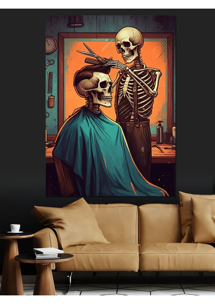 Berberde Iskelet Dekoratif Kanvas - Mdf Ahşap Tablo fırsatları