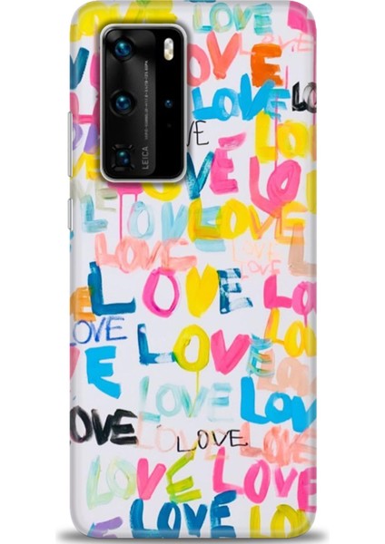 Huawei P40 Pro Kılıf Hd Baskılı - Renkli Love