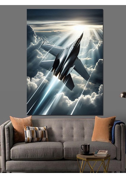 Havada Jet Uçağı Dekoratif Kanvas - Mdf Ahşap Tablo fiyatları