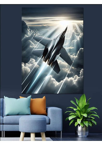 Havada Jet Uçağı Dekoratif Kanvas - Mdf Ahşap Tablo modelleri