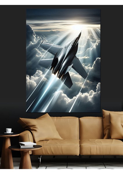 Havada Jet Uçağı Dekoratif Kanvas - Mdf Ahşap Tablo fırsatları