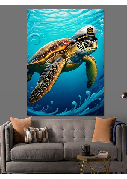 Yüzen Deniz Kaplumbağası Dekoratif Kanvas - Mdf Ahşap Tablo fiyatları