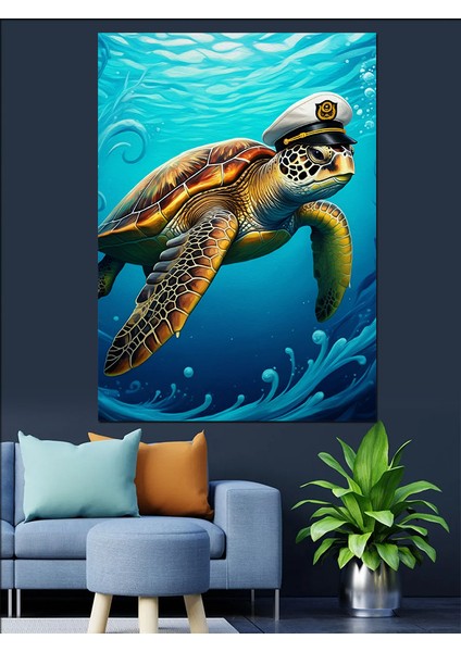 Yüzen Deniz Kaplumbağası Dekoratif Kanvas - Mdf Ahşap Tablo modelleri