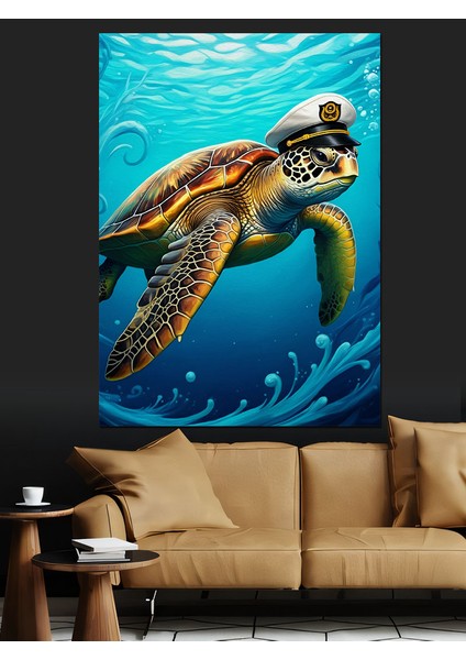 Yüzen Deniz Kaplumbağası Dekoratif Kanvas - Mdf Ahşap Tablo fırsatları