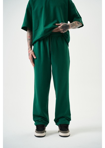 Erkek Basic Baggy Eşofman Altı Su Yeşili