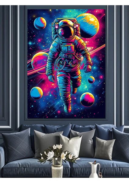 Gezegende Astronot Dekoratif Kanvas - Mdf Ahşap Tablo