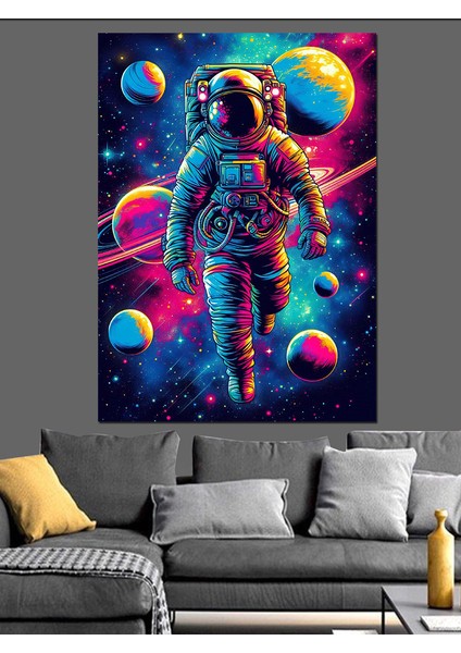 Gezegende Astronot Dekoratif Kanvas - Mdf Ahşap Tablo
