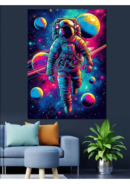 Gezegende Astronot Dekoratif Kanvas - Mdf Ahşap Tablo