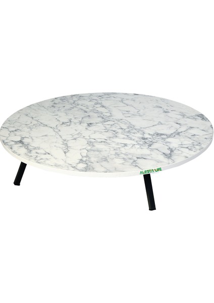 70 cm Beyaz Katlanabilir Metal Ayaklı Yer Sofrası | Hamur Açma Tahtası | Oyun Masası - 21 cm Yükseklik
