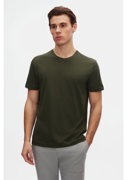 Comfort Haki %100 Pamuk T-Shirt 6HC14ORT02006
