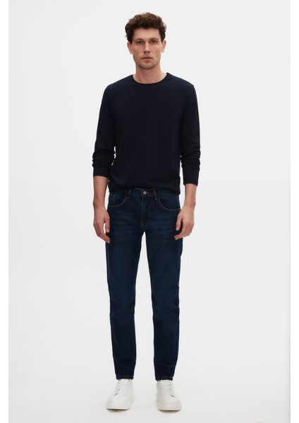 Slim Fit Lacivert Bisiklet Yaka Pamuk Nefes Alabilen Uzun Kollu Body Tişört 4HC14ORT0007M