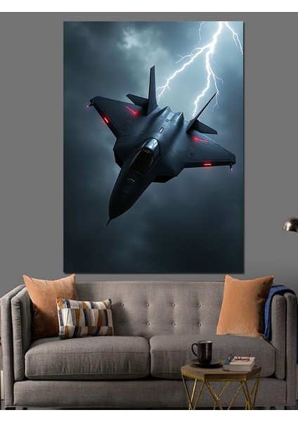 Yıldırım Altında Jet Dekoratif Kanvas - Mdf Ahşap Tablo