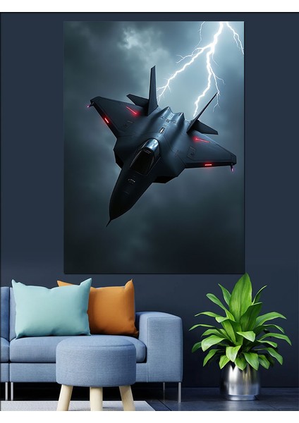 Yıldırım Altında Jet Dekoratif Kanvas - Mdf Ahşap Tablo fiyatları