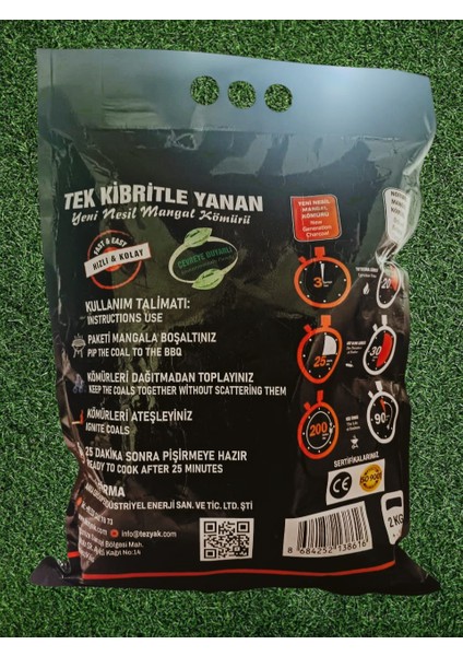 Profesyonel Tek Kibritle Yanan Yeni Nesil Mangal Kömürü (2 kg x 2 Paket) 4 kg