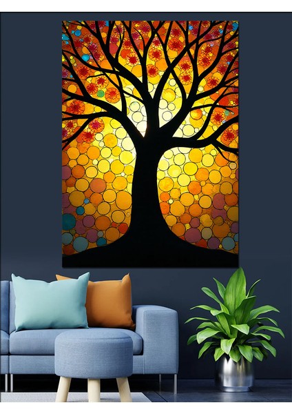 Renkli Güneş Ağacı Dekoratif Kanvas - Mdf Ahşap Tablo modelleri