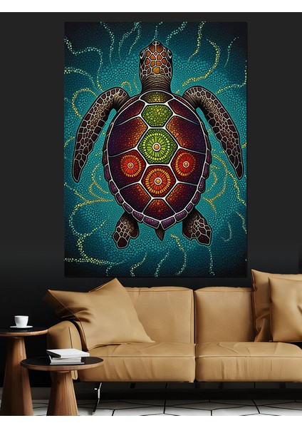 Desenli Deniz Kaplumbağası Dekoratif Kanvas - Mdf Ahşap Tablo modelleri