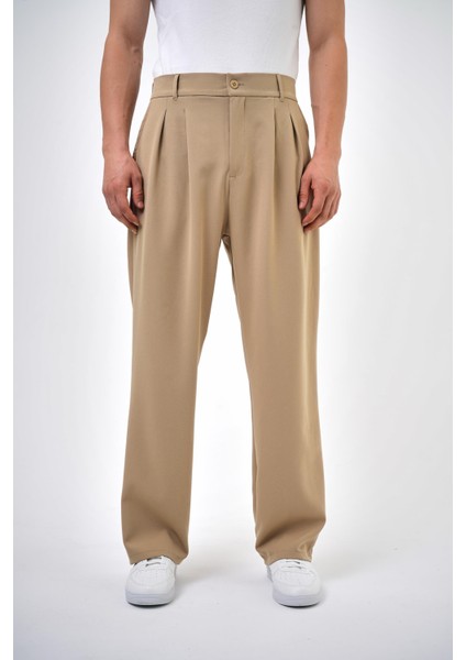 Erkek Baggy Kumaş Pantolon Bej