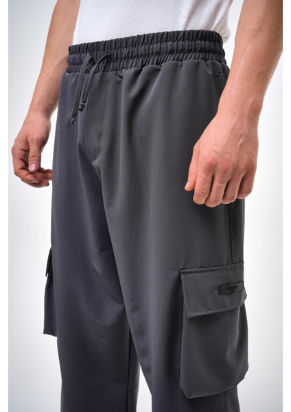 Erkek Kargo Cepli Baggy Pantolon Füme