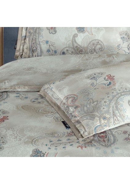 Grozni King Size Pamuk Saten "300 Tc" Nevresim Takımı Bej modelleri