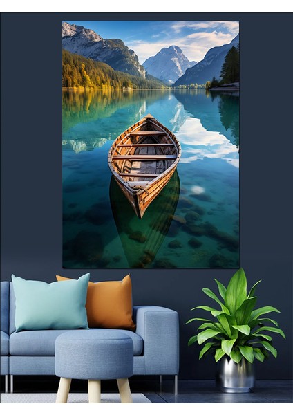 Gölde Sessiz Sandal Dekoratif Kanvas - Mdf Ahşap Tablo fiyatları