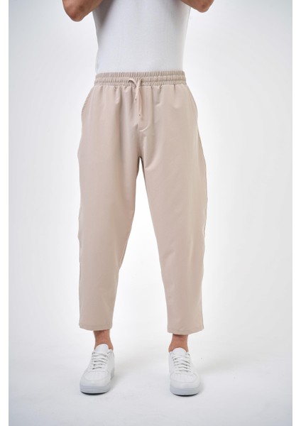 Erkek Regular Fit Düz Paça Pantolon Bej