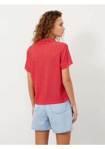 Kadın Kırmızı Regular Fit Pamuklu Polo Yaka Tişört fırsatları