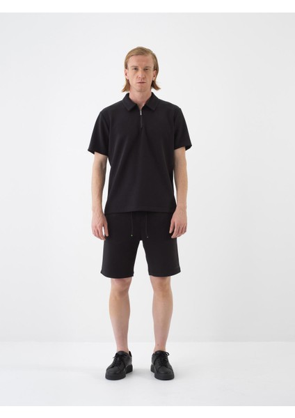 Erkek Siyah Regular Fit Modal Polo Yaka Tişört fiyatları