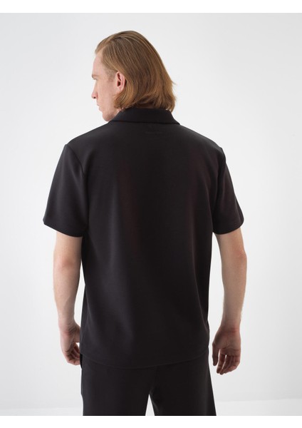 Erkek Siyah Regular Fit Modal Polo Yaka Tişört fırsatları
