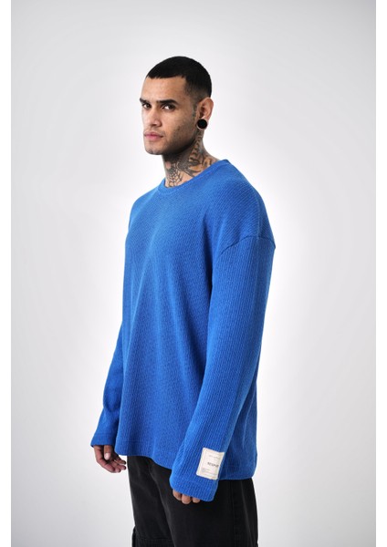 Erkek Bisiklet Yaka Oversize Triko Saks