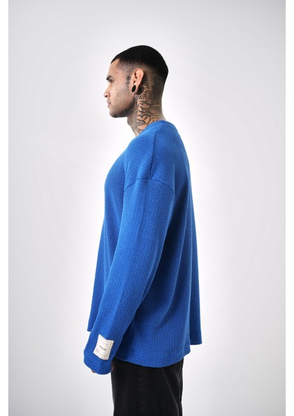 Erkek Bisiklet Yaka Oversize Triko Saks